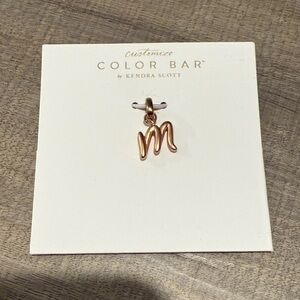 NWT Kendra Scott Color Bar Rose Gold 'M' Charm